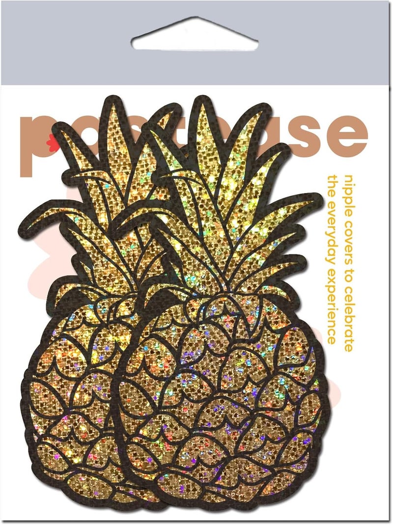 PASTEASE Store Summer Pasties - Pineapple Nipple Covers for Festivals, Raves, & Lingerie - Celebrate With This Party Outfit Accessory | Medical Grade, Waterproof, Latex Free & Made in USA Gold - Image 4